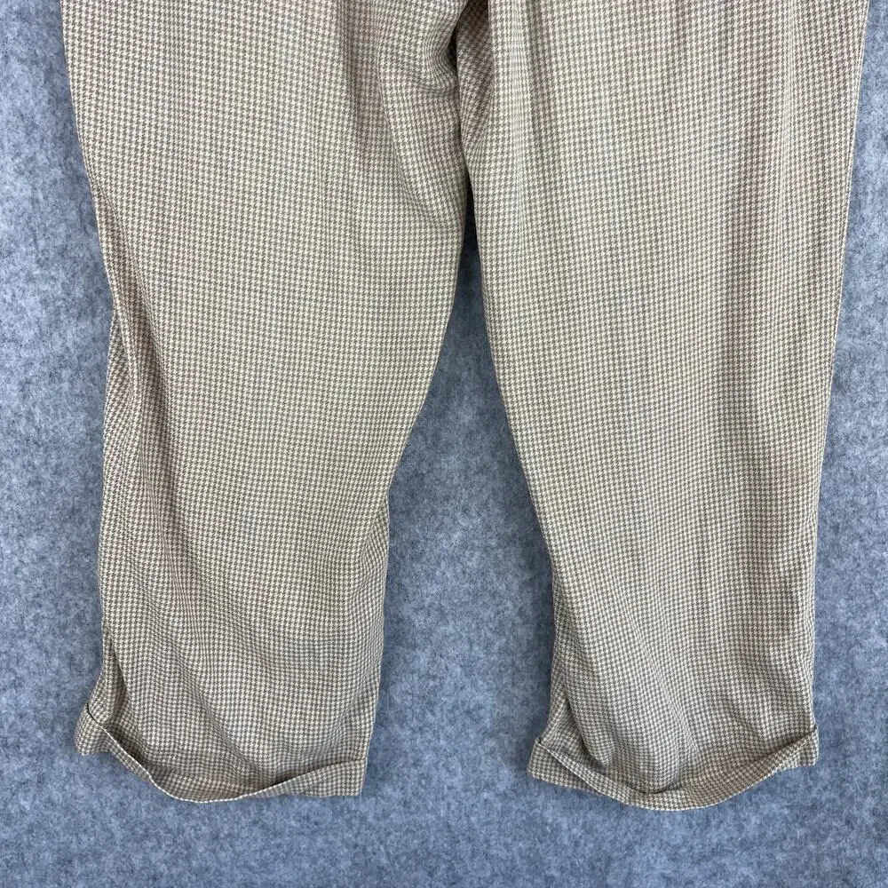 VTG Polo Ralph Lauren Pants Mens 35x27 Beige Houndstooth Cuffed‎ Pleated 80s USA